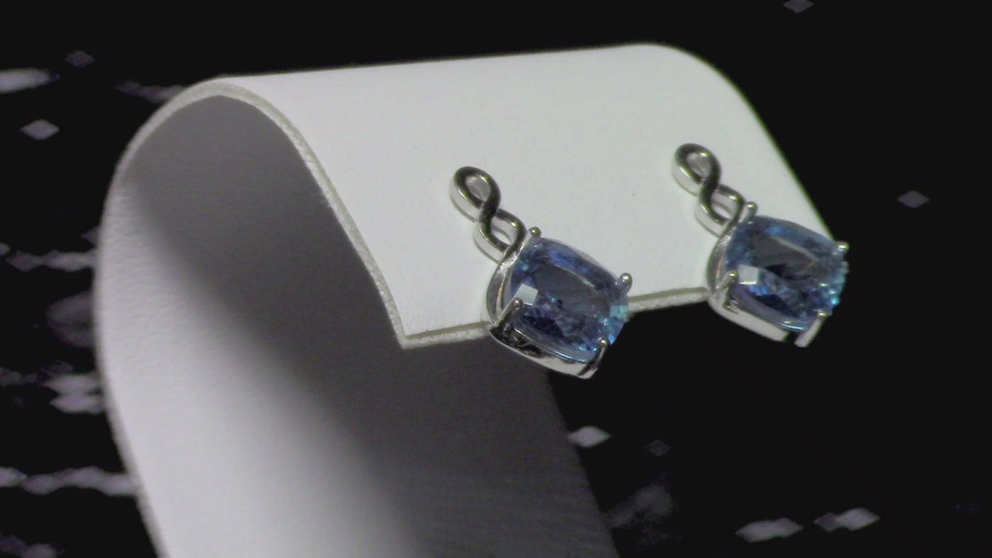 Sapphire Simulant Silver Earrings