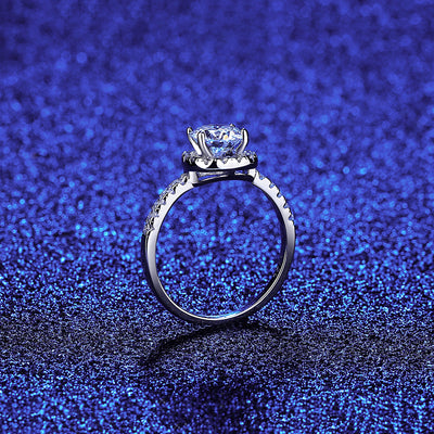 1 ct Moissanite Halo Silver Ring