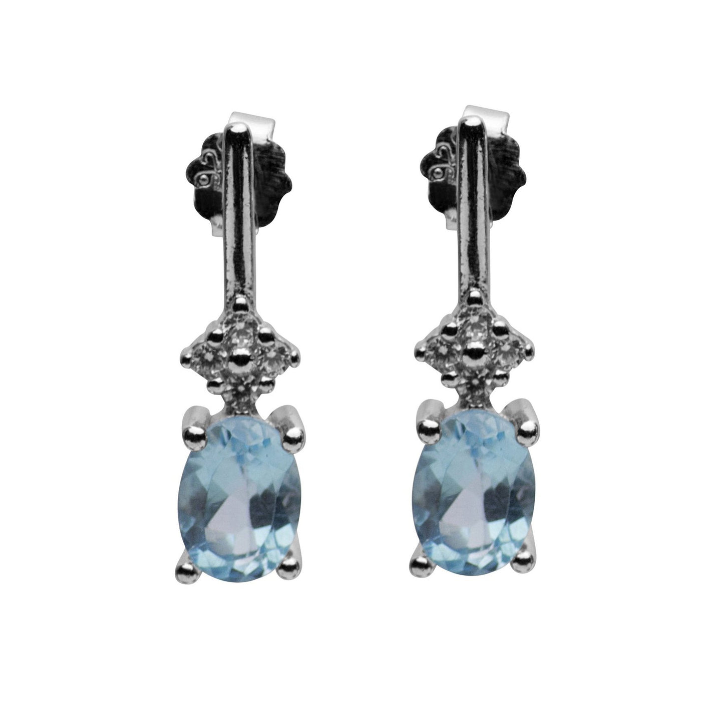 Blue Topaz & Swarovski Crystal Drop Earrings | SilverAndGold
