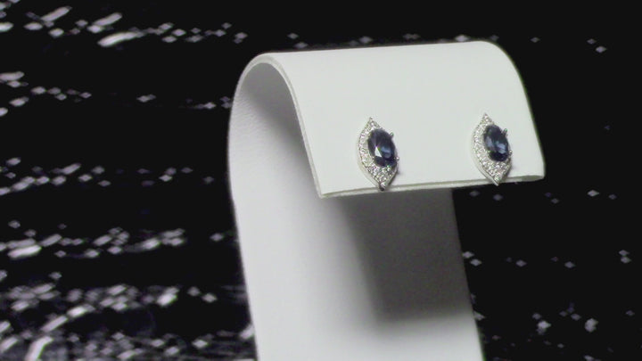 Blue Sapphire Simulant Silver Earrings