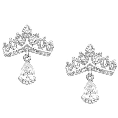 Diamond Simulant Tiara Silver Earrings