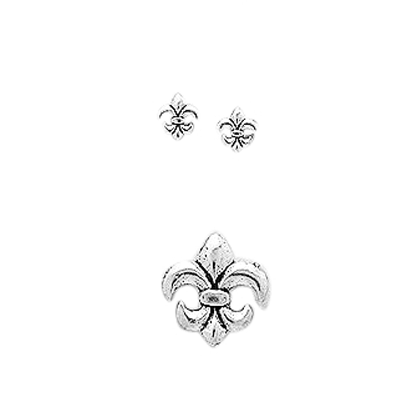 Fleur De Lis Silver Earrings