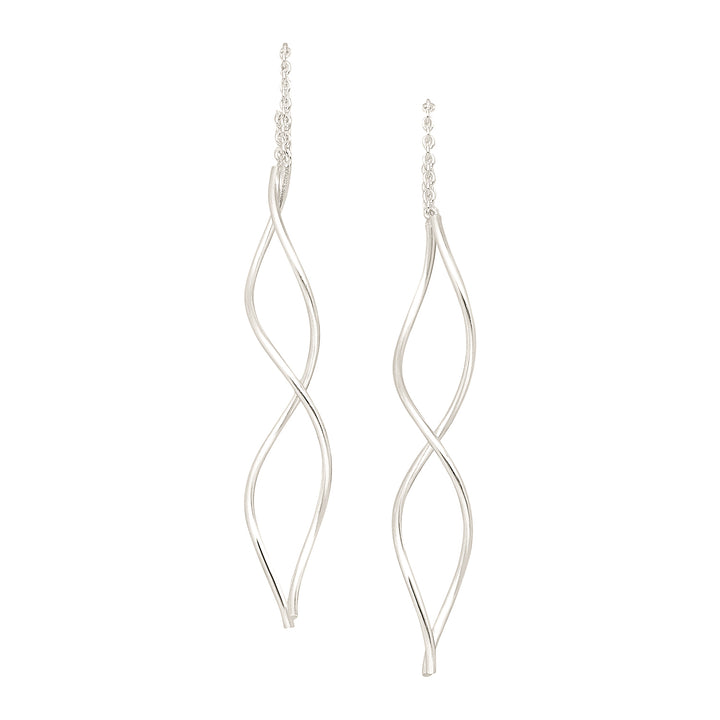 Threader Twist Silver Earrings