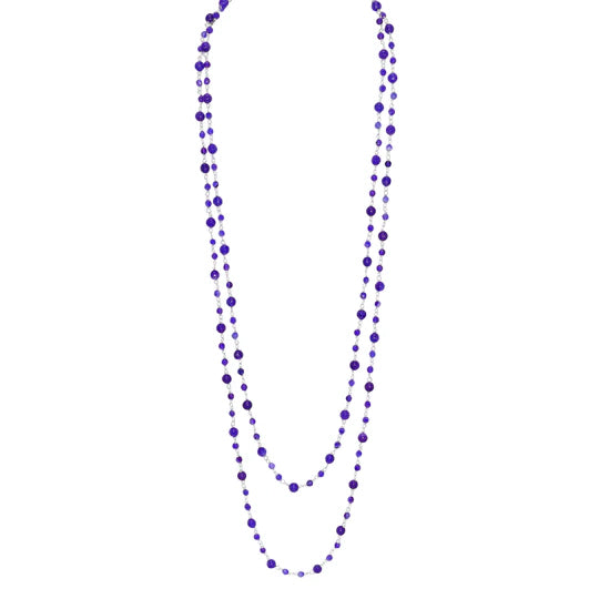 Purple Agate Opera Length Necklace, 64"