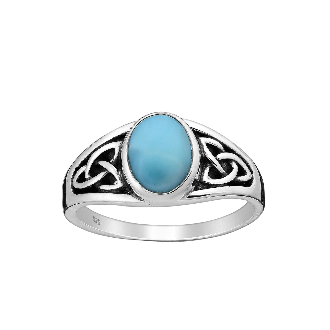 Larimar Gaelic Knot Silver Ring