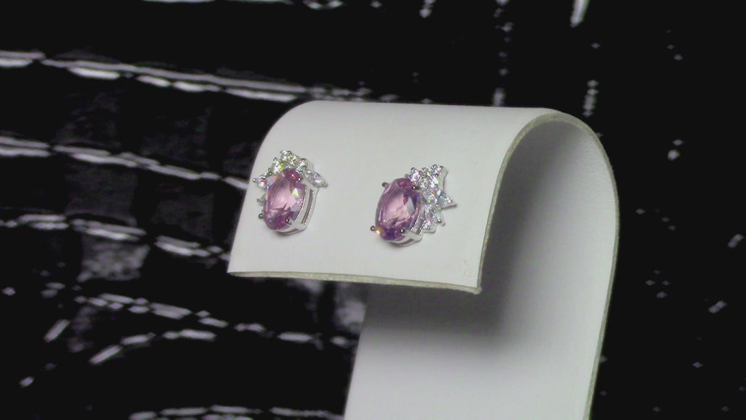 Morganite Simulant Silver Earrings