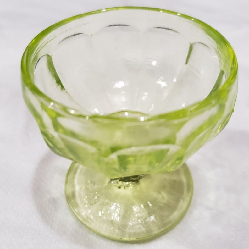 Raised Yellow Hand Pressed Glass Ring Holder