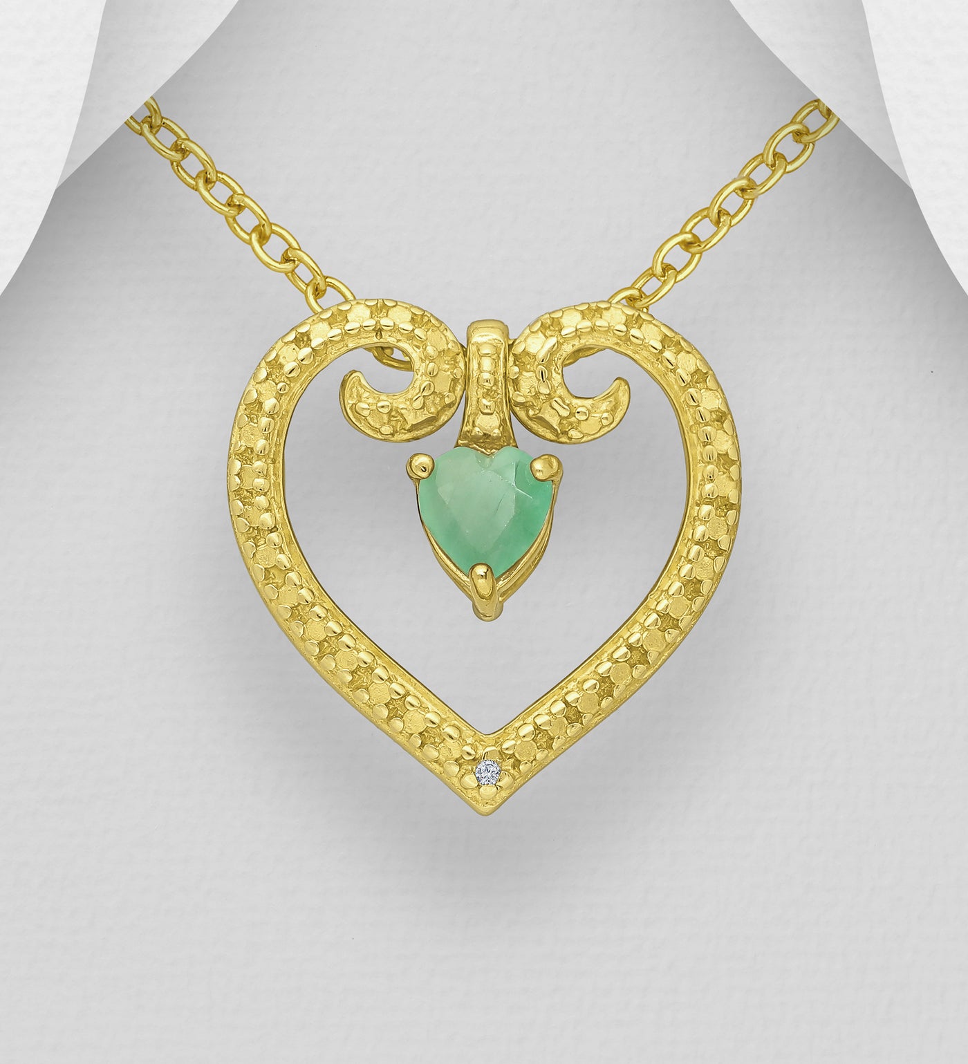 Multi-Gemstone Gold Heart Pendant