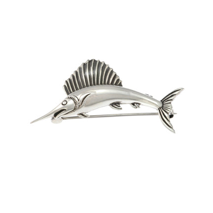 Silver Sailfish Brooch Pin