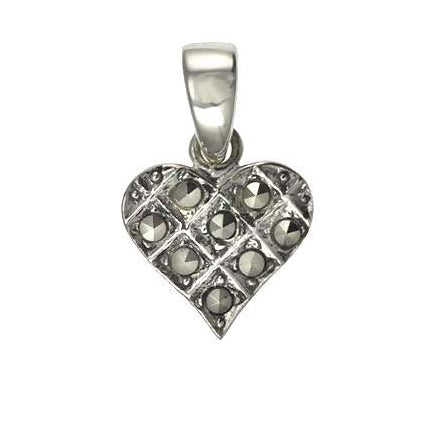 Silver Marcasite Mini Heart Pendant