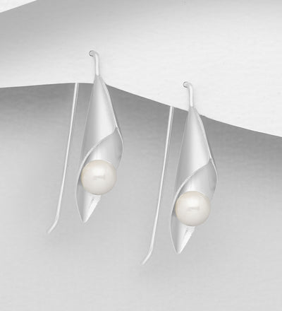 Created Pearl Calla Lily Earrings