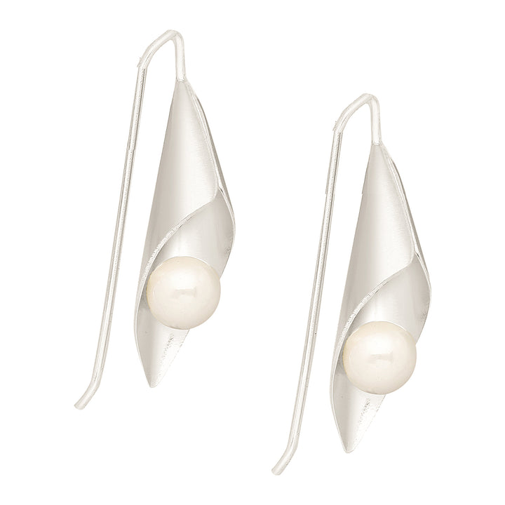 Created Pearl Calla Lily Earrings