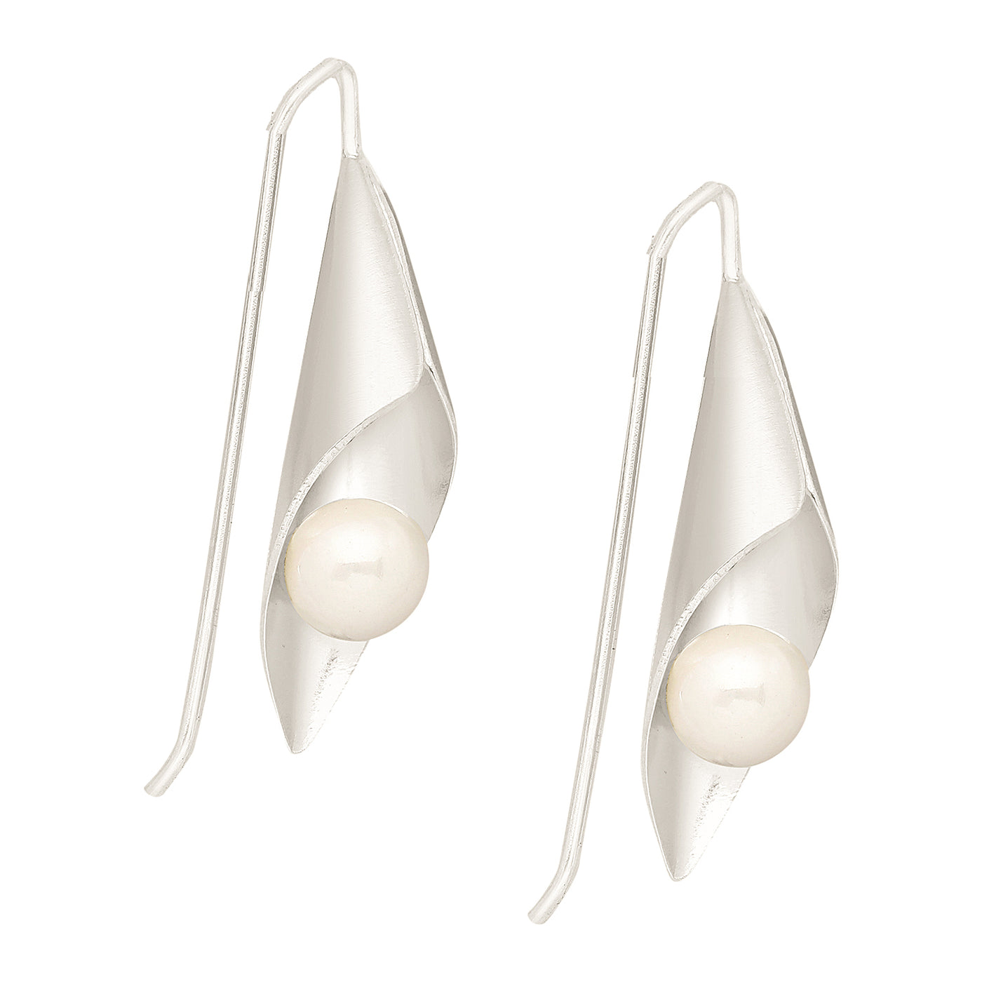 Created Pearl Calla Lily Earrings
