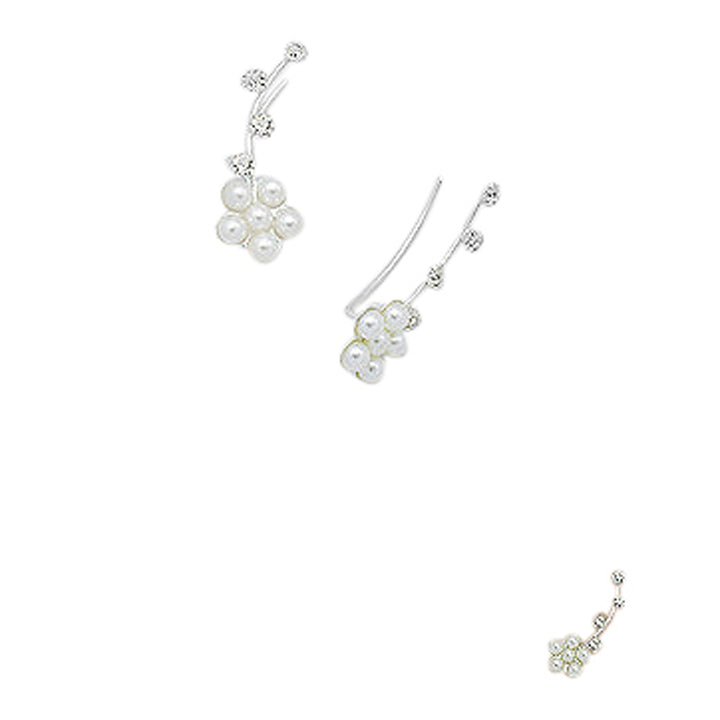 Created Pearl Silver Ear Pins
