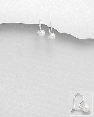 Created Pearl Sterling Silver Drop Earring