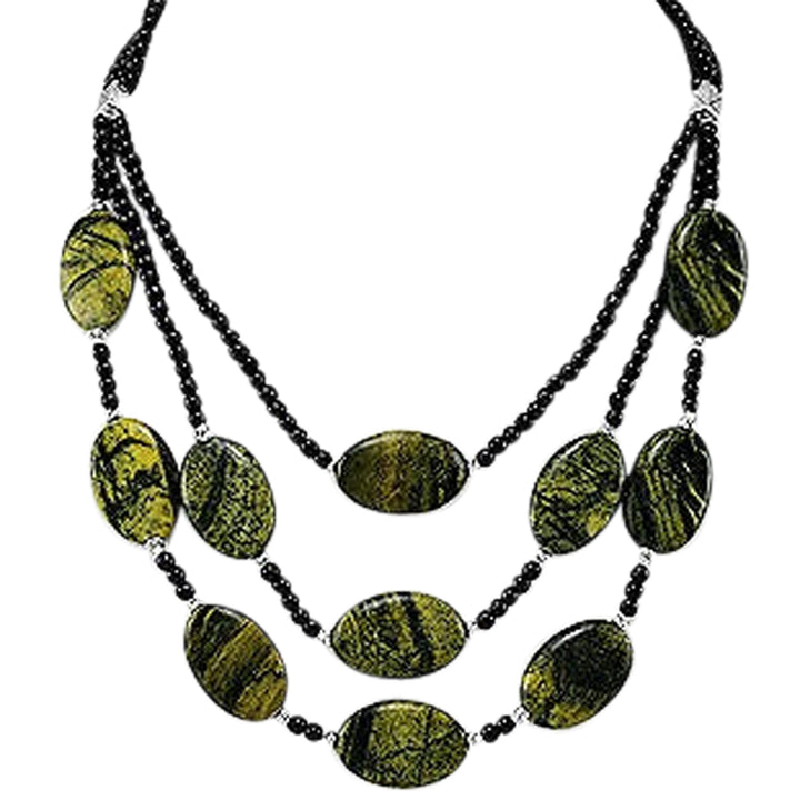 Jasper & Onyx Layered Statement Necklace, 19" - 22"