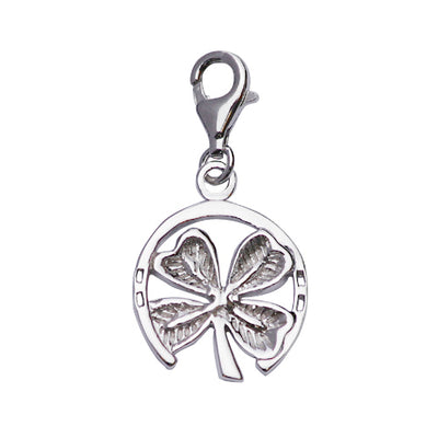 Lucky Horseshoe 4-Leaf Clover Sterling Silver Earrings | SilverAndGold