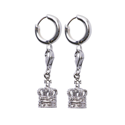 Sterling Silver Royal King's Crown Earrings | SilverAndGold