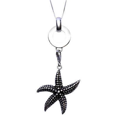 Sterling and Rhodium Starfish Sterling Silver Pendant Necklace - SilverAndGold.com Silver And Gold
