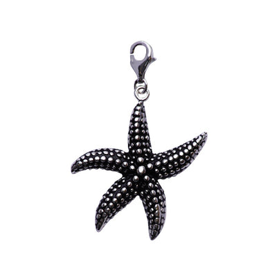 Sterling Silver and Rhodium Starfish Charm Pendant - SilverAndGold.com Silver And Gold