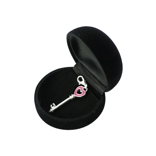 Sterling Silver Heart Key Charm in Pink Enamel - SilverAndGold.com Silver And Gold