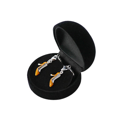 Orange High Heel Shoe Sterling Silver Earrings | SilverAndGold