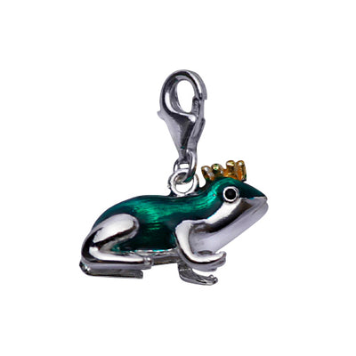 Sterling Frog Prince Charm Pendant in Green and Gold Enamel - SilverAndGold.com Silver And Gold