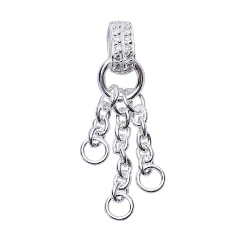 Dangling Sterling Silver Chain Crystal Gemstone Charm Holder - SilverAndGold.com Silver And Gold