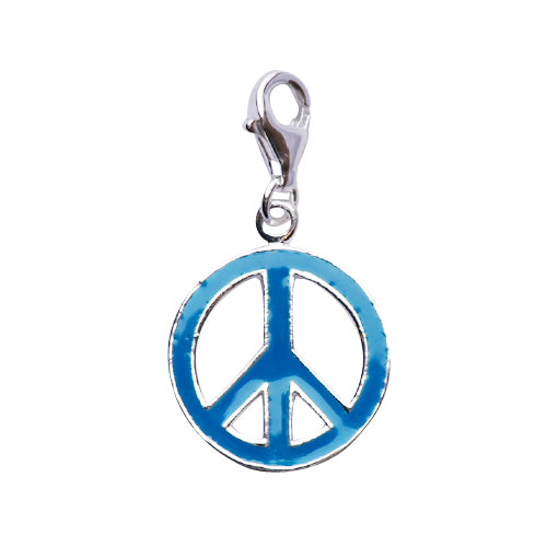 Sterling Silver and Turquoise Enamel Peace Sign Charm - SilverAndGold.com Silver And Gold
