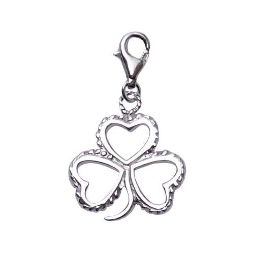 Sterling Silver Shamrock Charm with Braided Edge Detail - SilverAndGold.com Silver And Gold