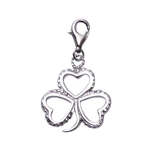 Sterling Silver Shamrock Charm with Braided Edge Detail - SilverAndGold.com Silver And Gold
