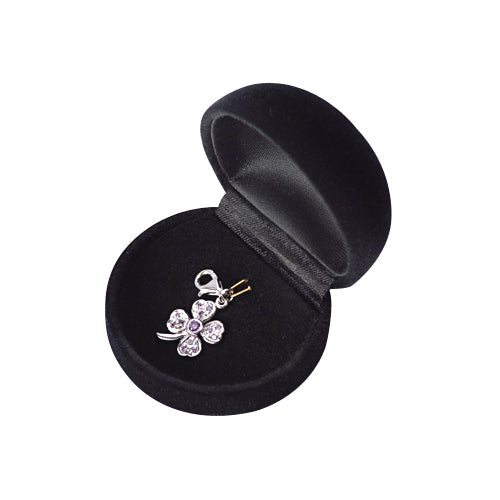 Sterling Silver Four-Leaf Clover Charm with Purple Crystal Gemstones - SilverAndGold.com Silver And Gold