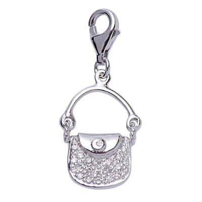 Sterling Silver and Crystal Gemstone Purse Charm - SilverAndGold.com Silver And Gold