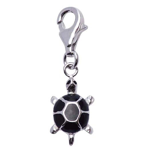 Sterling Silver and Black Enamel Turtle Charm - SilverAndGold.com Silver And Gold