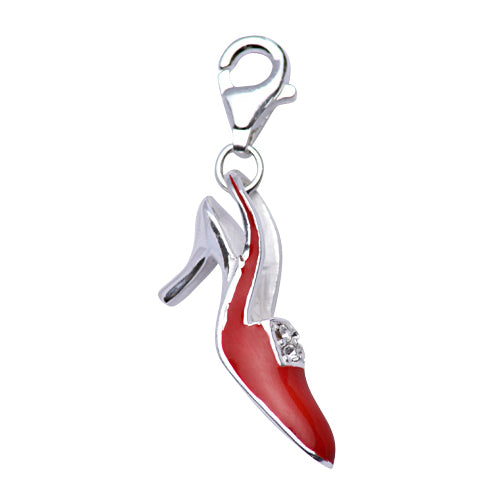 Sterling Silver and Red Enamel Sling-back High Heel Charm - SilverAndGold.com Silver And Gold