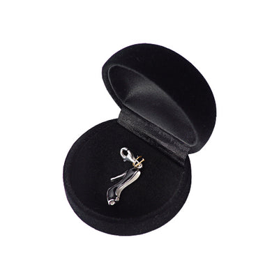 Sterling Silver and Black Enamel Open-toe High Heel Shoe Charm - SilverAndGold.com Silver And Gold