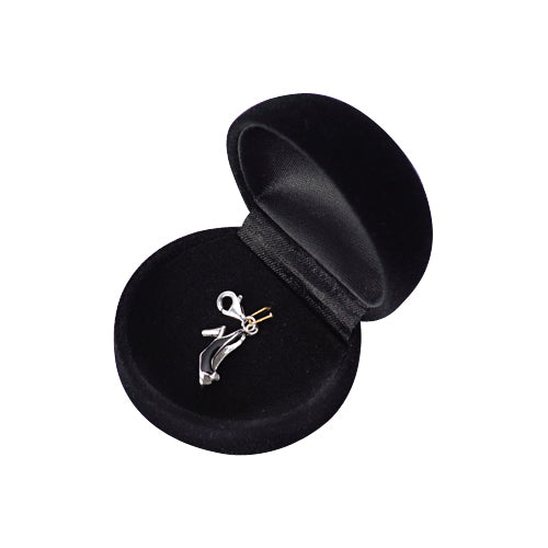 Black Enamel Open-toe Sling-back High Heel Shoe Charm - SilverAndGold.com Silver And Gold