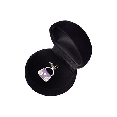 Sterling Silver Handbag Charm with Purple Enamel and Crystal Gemstones - SilverAndGold.com Silver And Gold