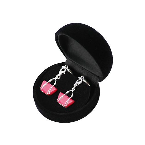 Sterling Silver Pink Tote Bag Earrings | SilverAndGold
