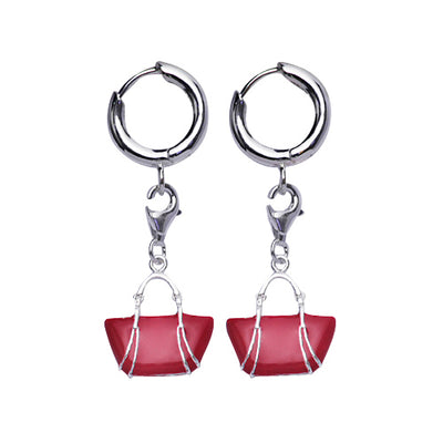 Sterling Silver Pink Tote Bag Earrings | SilverAndGold