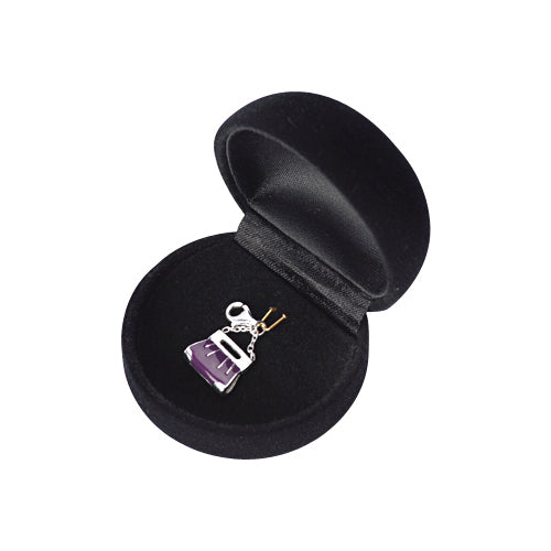 Sterling Silver Purple Enamel Purse Charm with Chain Deail - SilverAndGold.com Silver And Gold