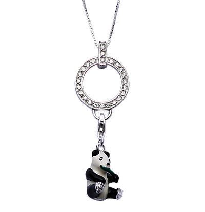 Sterling Silver Enamel Panda Pendant Necklace - SilverAndGold.com Silver And Gold