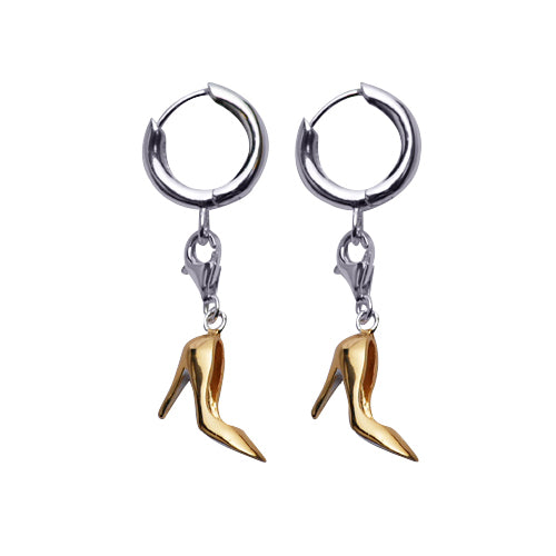 Gold High Heel Shoe Sterling Silver Charm Earrings | SilverAndGold