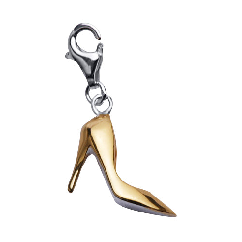 Gold Enamel High Heel Shoe Sterling Silver Pendant Necklace - SilverAndGold.com Silver And Gold