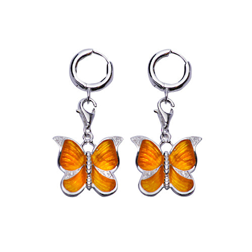 Yellow Butterfly Sterling Silver Charm Earrings | SilverAndGold