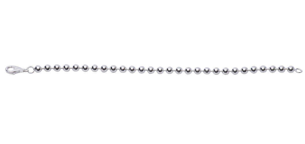 Polished Beaded Solid Sterling Silver Charm Bracelet - SilverAndGold.com Silver And Gold