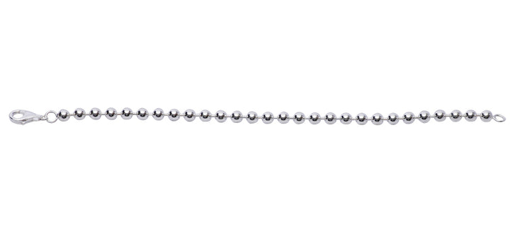 Polished Beaded Solid Sterling Silver Charm Bracelet - SilverAndGold.com Silver And Gold