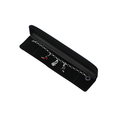 Sterling Silver Charm Bracelet: Black Enamel Shoes and Checkered Handbag - SilverAndGold.com Silver And Gold