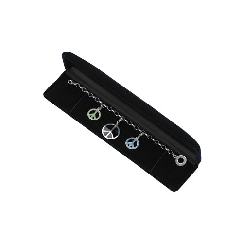 Triple Pendant Peace Charm Bracelet in Enamel and Sterling - SilverAndGold.com Silver And Gold