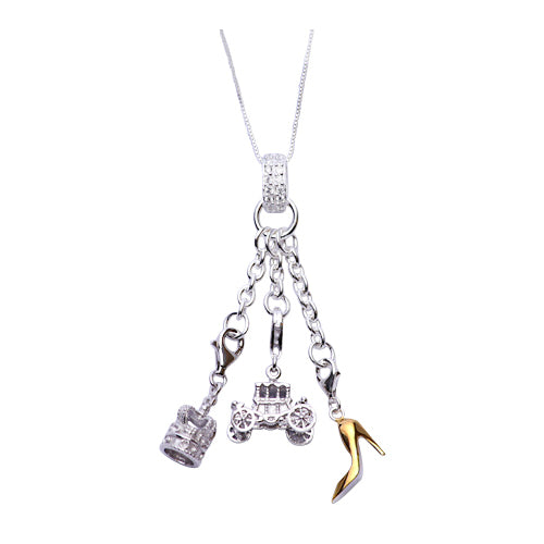 Sterling Silver Dangle Charm Necklace: Crown, Vintage Auto, High Heel Shoe - SilverAndGold.com Silver And Gold